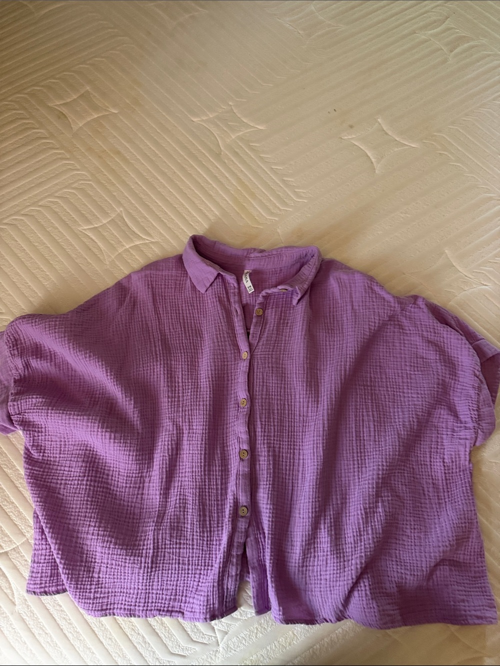 Lavender Button-Front Gauze Shirt